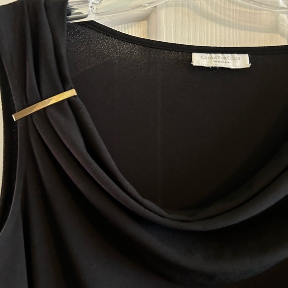 Dressy black sleeveless cowl neck top with sewn on embellishment - Picture 2 of 5